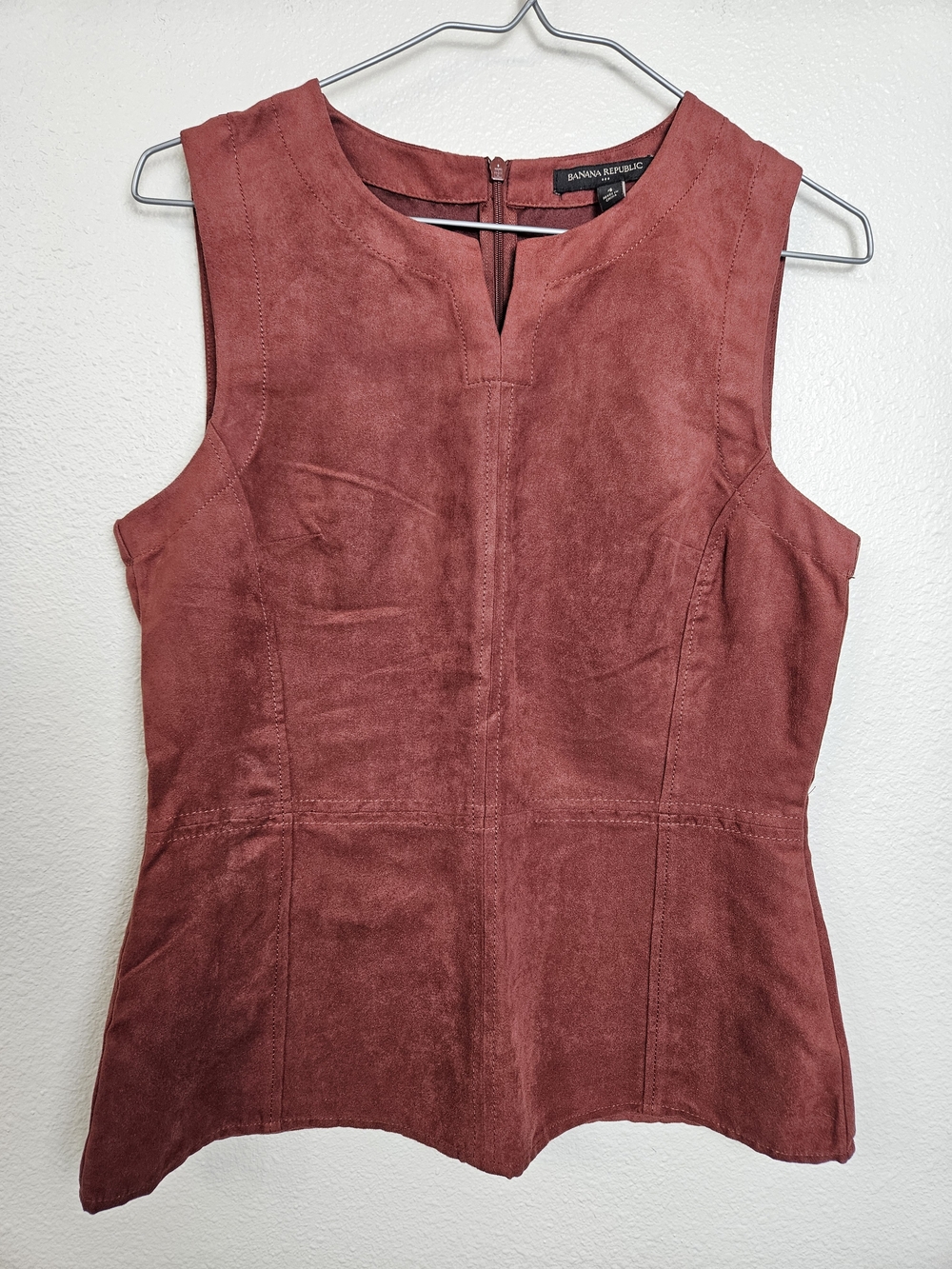 Banana Republic Rust Red Faux Suede Sleeveless Top Size 4